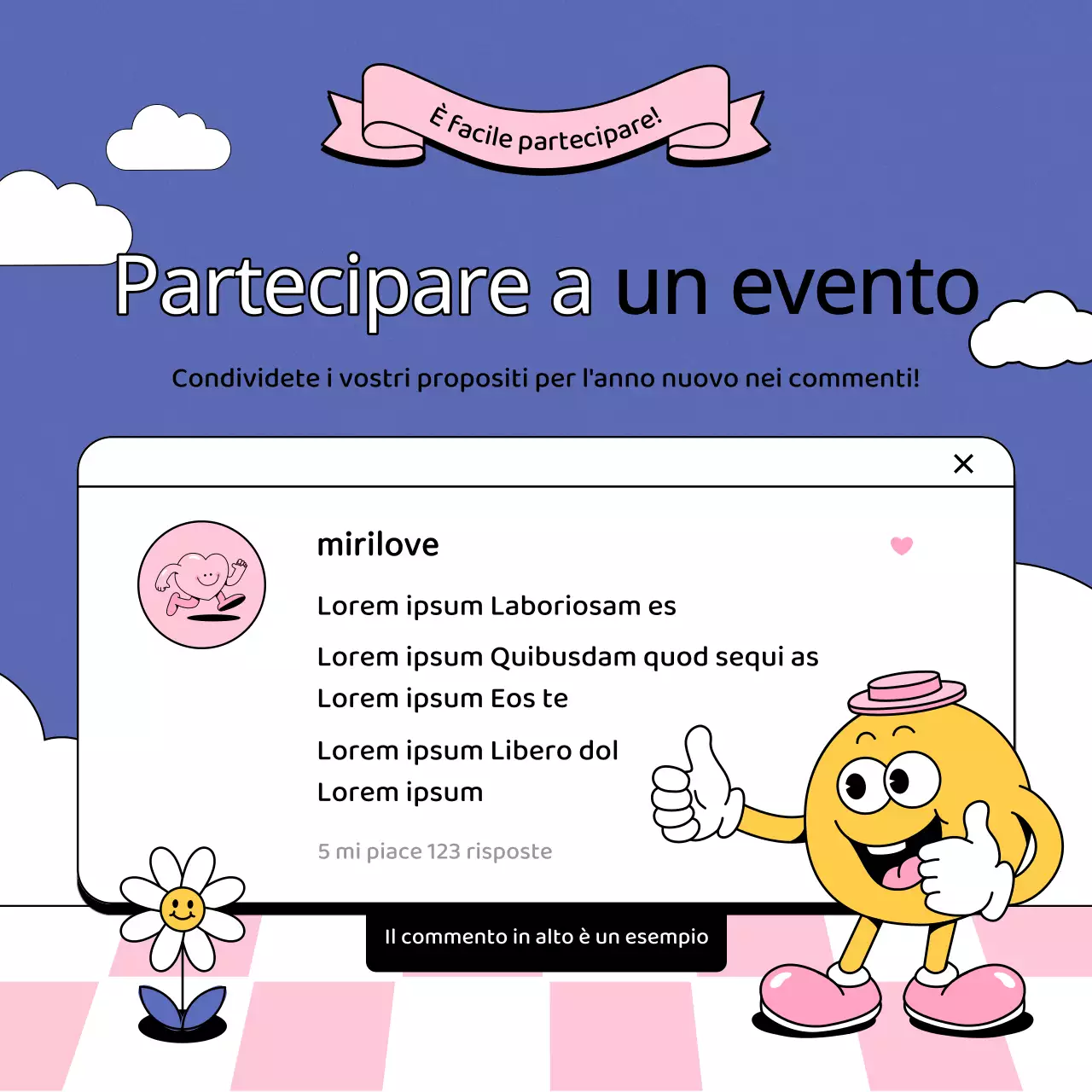 Promuovere un evento di tifo kitsch viola e rosa