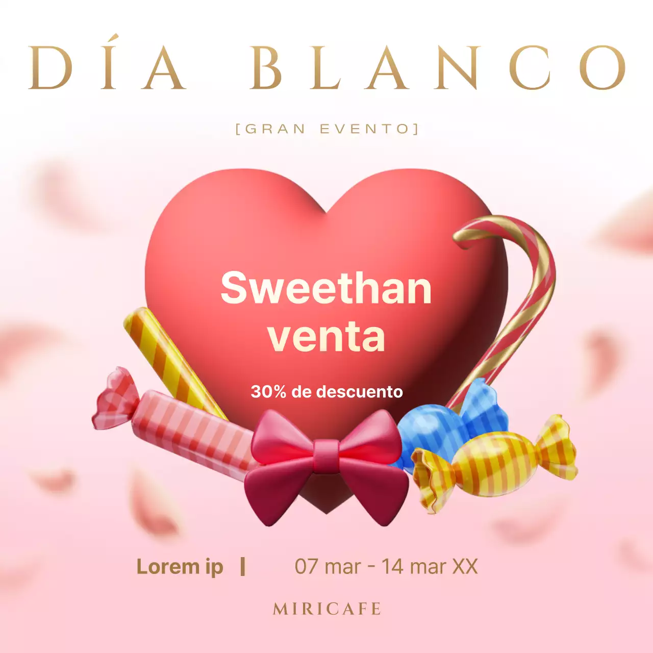 Un elegante anuncio de día blanco en rojo y rosa