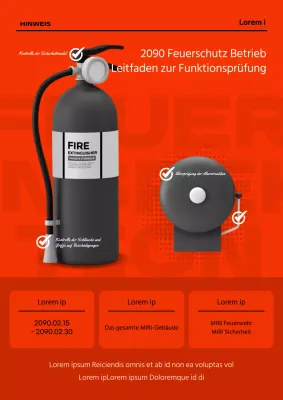 Moderner Feuerbescheid in rot, schwarz und weiß