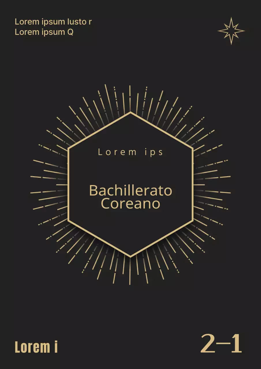 Un elegante cuaderno de preguntas de instituto en negro y dorado