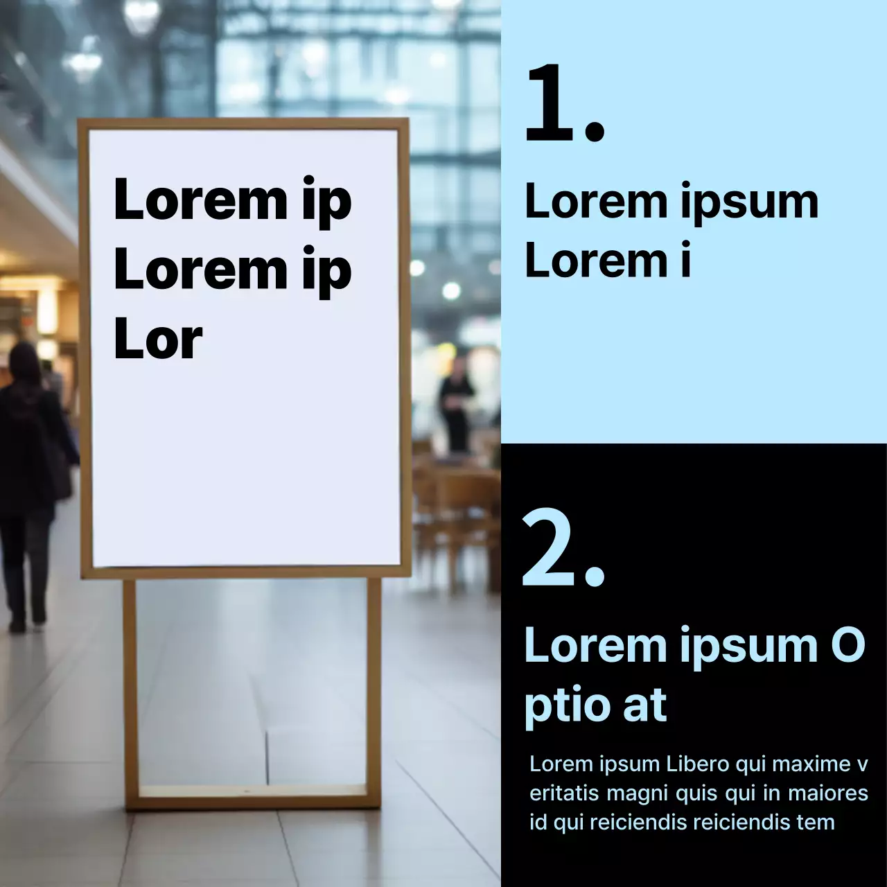 Einfache Außenwerbung in Weiß und Hellblau fördern