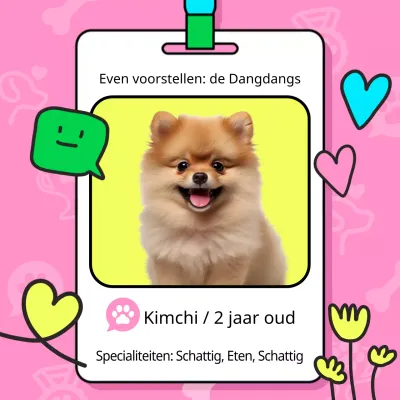 De introductie van een kitscherige gele en roze puppy promoten