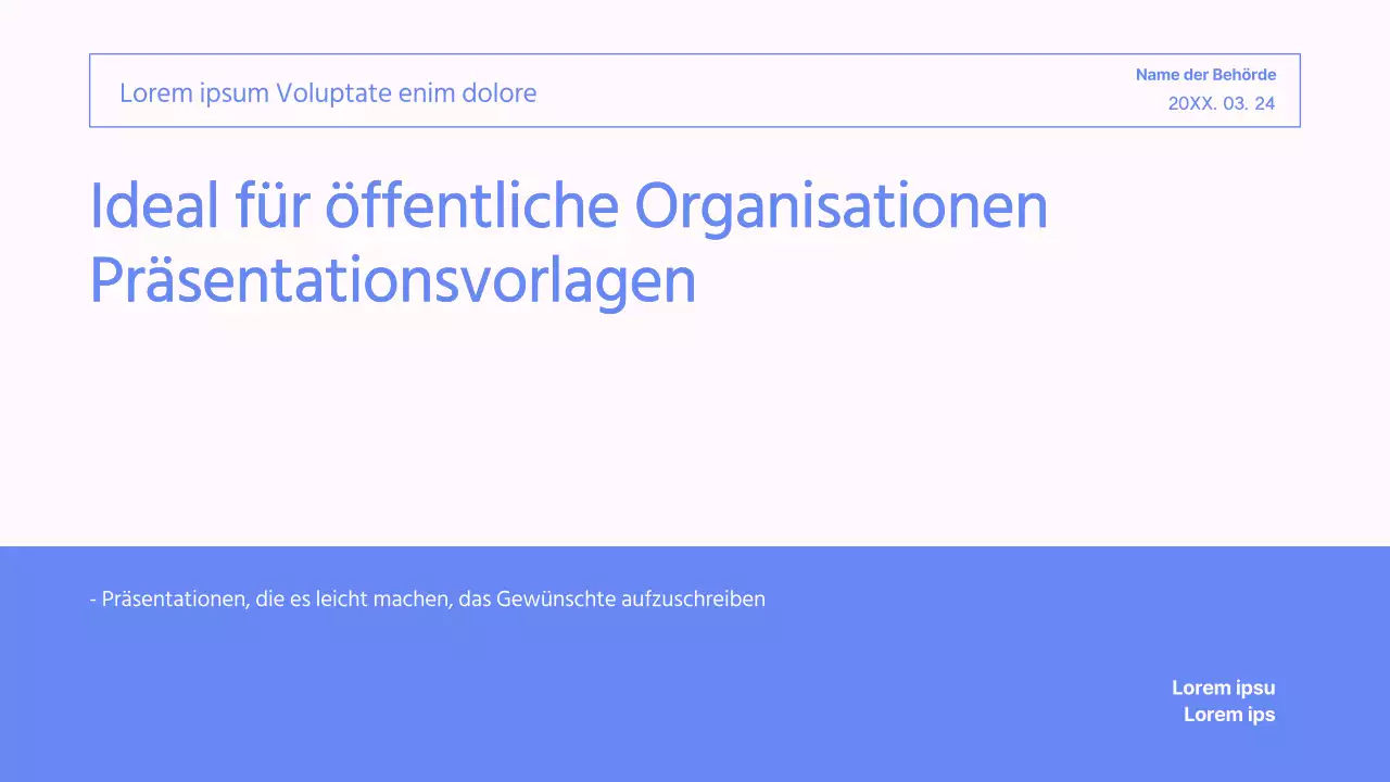 Einfache Firmenpräsentation in Blau und Rosa