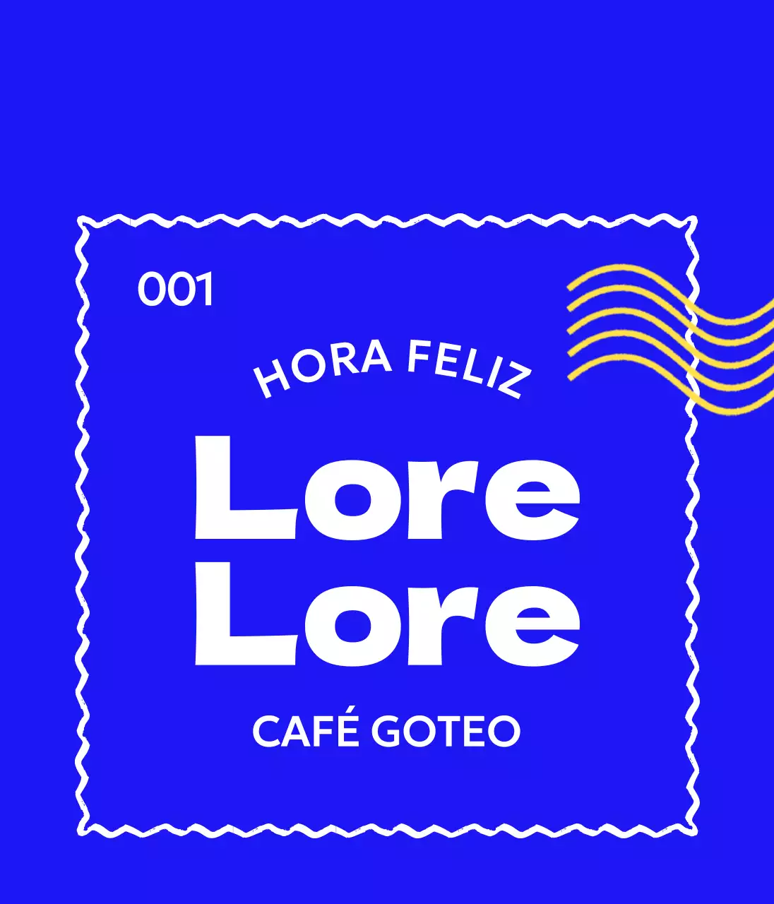 Mercancía sencilla de cafetería con texto curvado y ondas amarillas