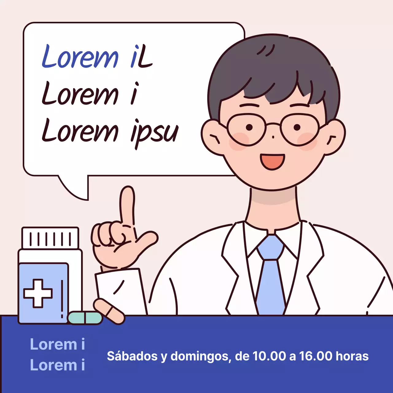 Un simple aviso de fin de semana de farmacia azul y azul claro