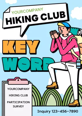 Blue Comic Hiking Promotion Poster