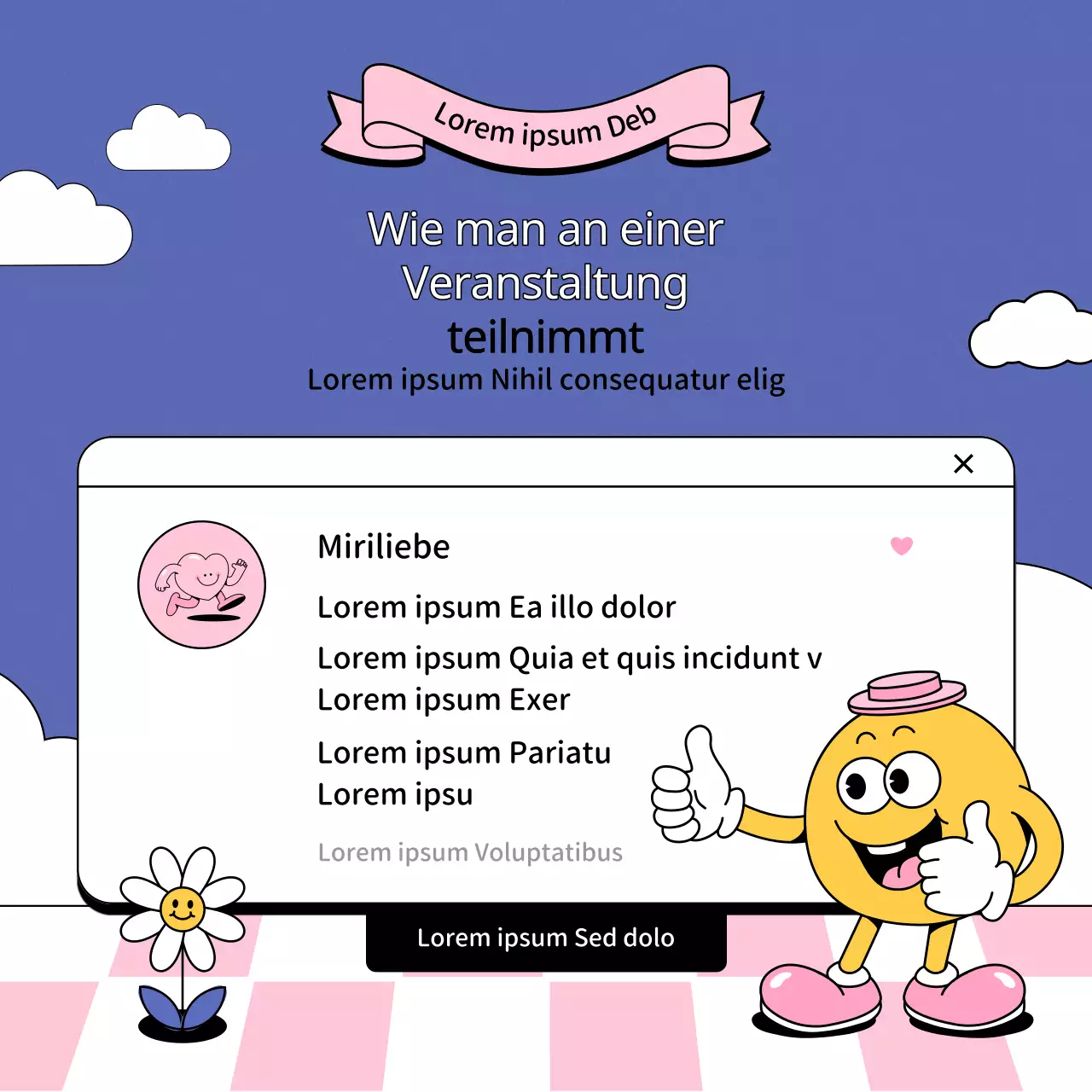 Eine kitschige lila-rosa Jubelveranstaltung veranstalten