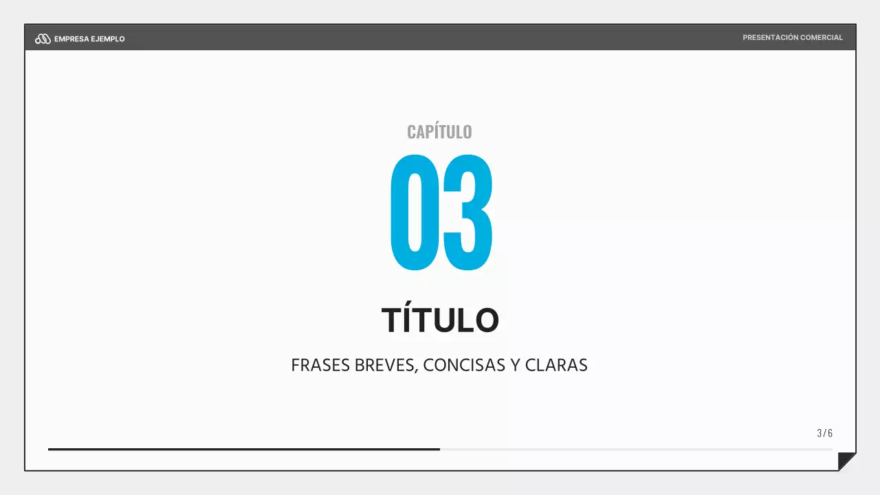 Una sencilla presentación empresarial en negro y azul claro