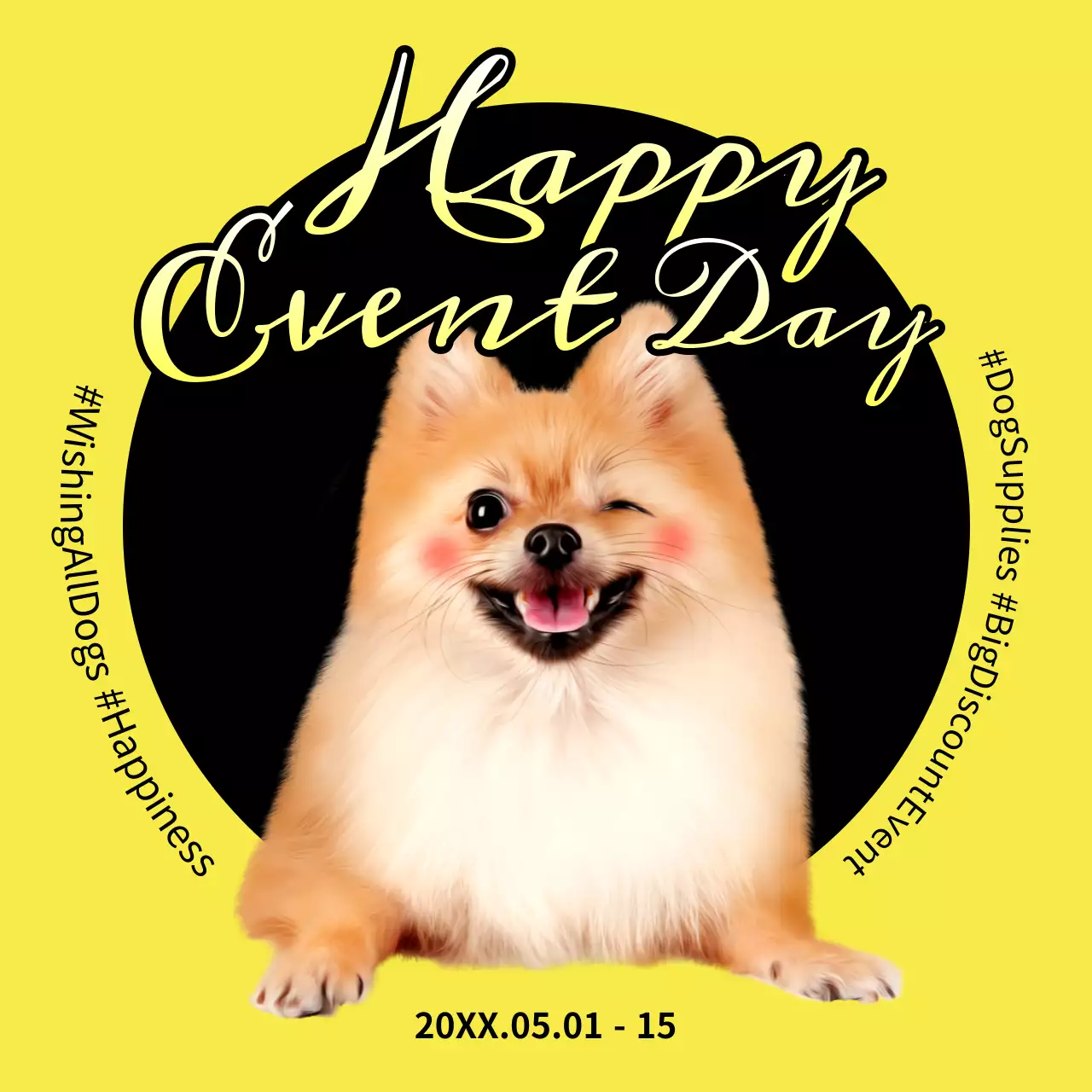 Yellow Trendy Dog Promotion Social Media Post