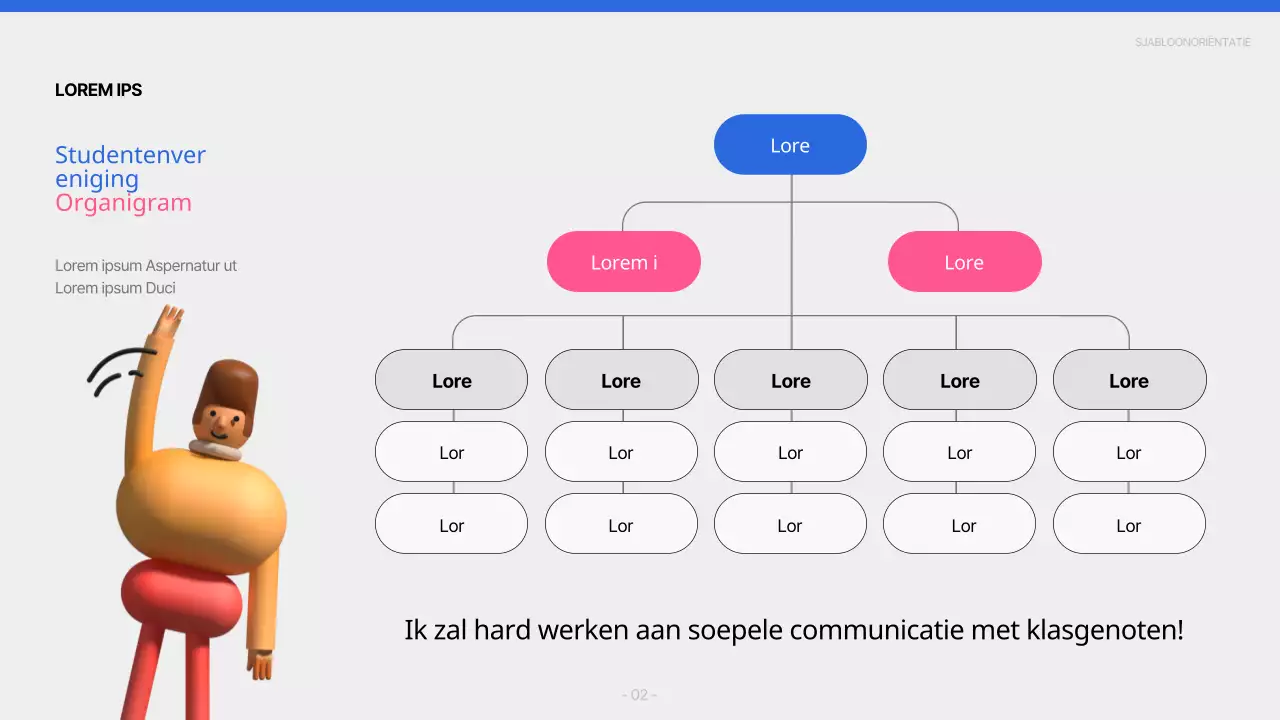 Een eenvoudig blauw en roze oriëntatierapport voor nieuwe studenten aan de universiteit