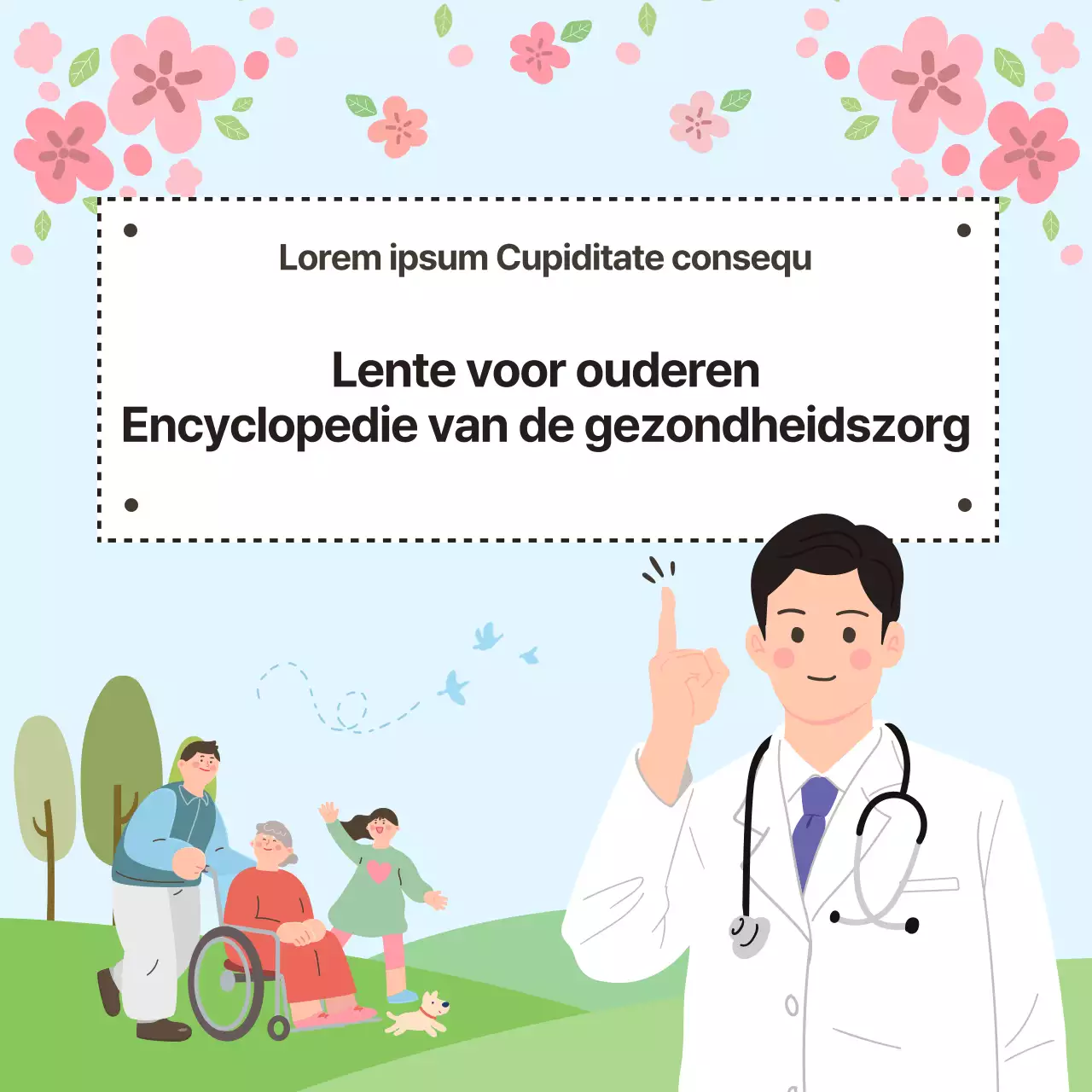 Roze en gele nieuwsbrief gezondheidszorg voor senioren