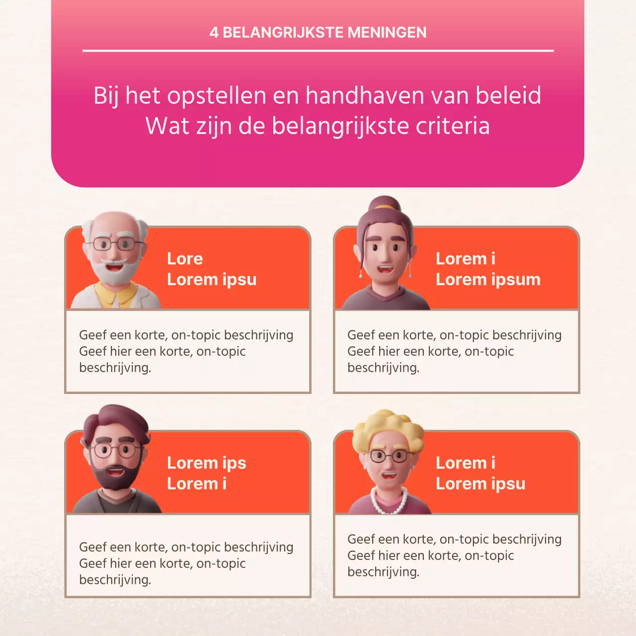 Hot pink en oranje burgerbeleidsrapport