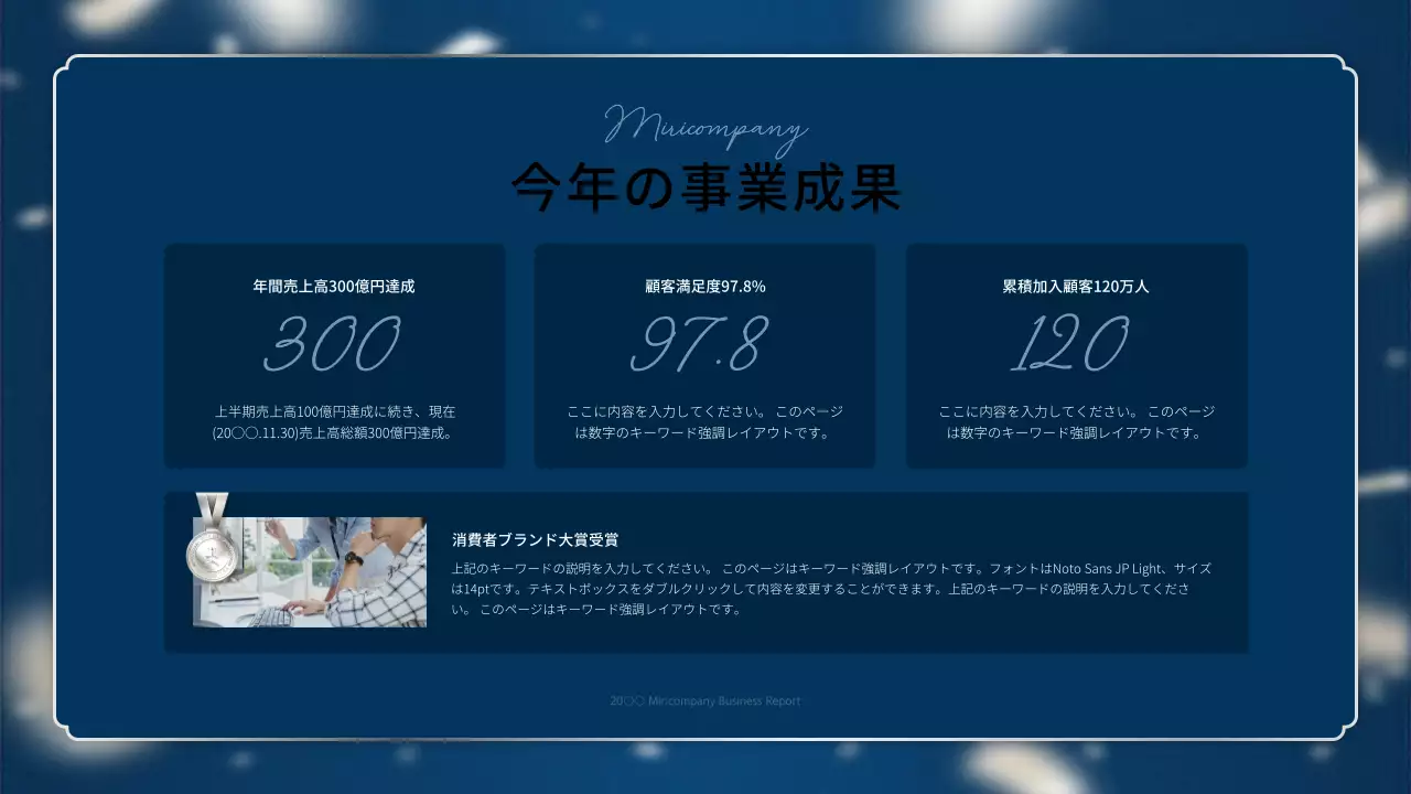 青 シンプル ビジネス 報告書 プレゼンテーション