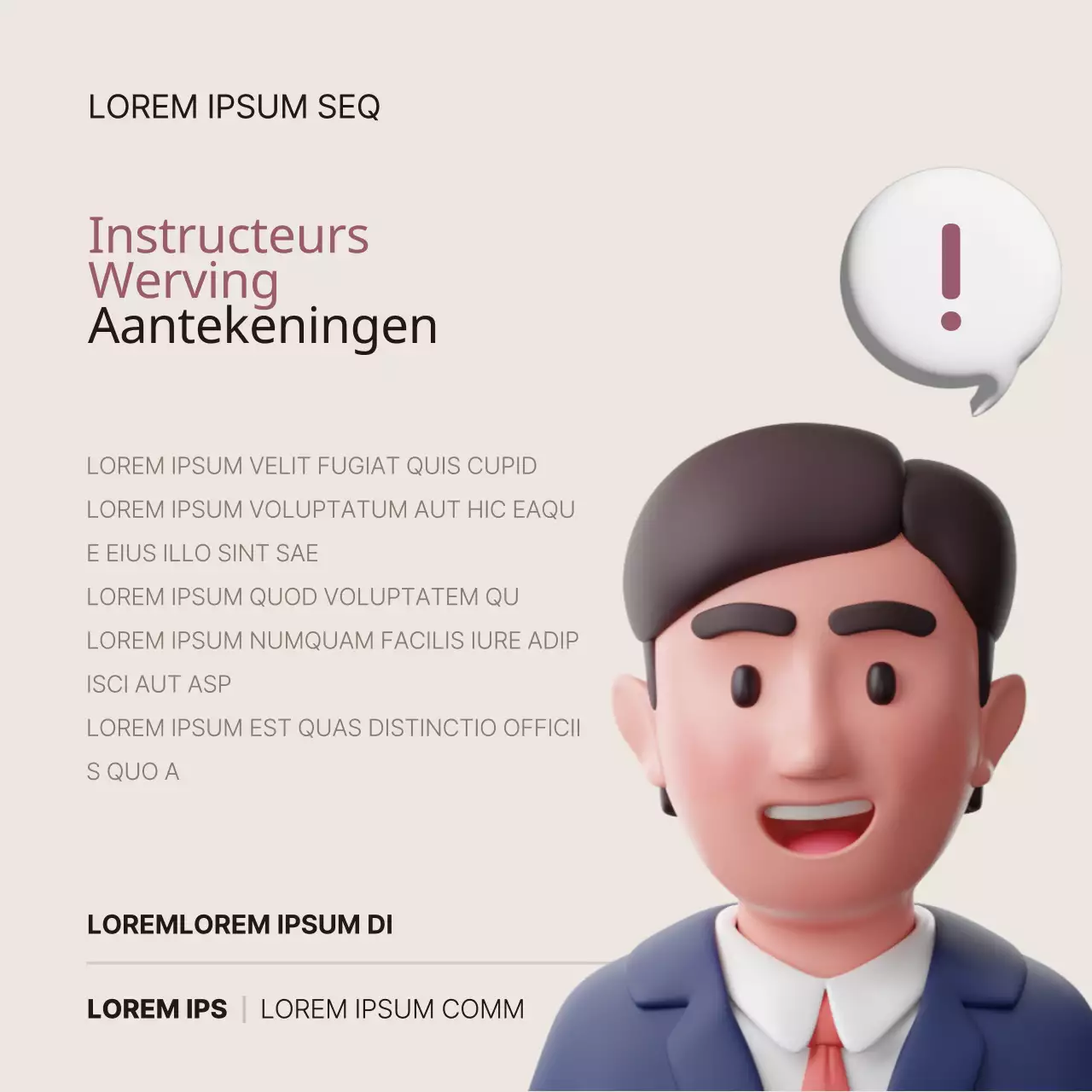 Een eenvoudig bruin en beige bericht voor de werving van tutor