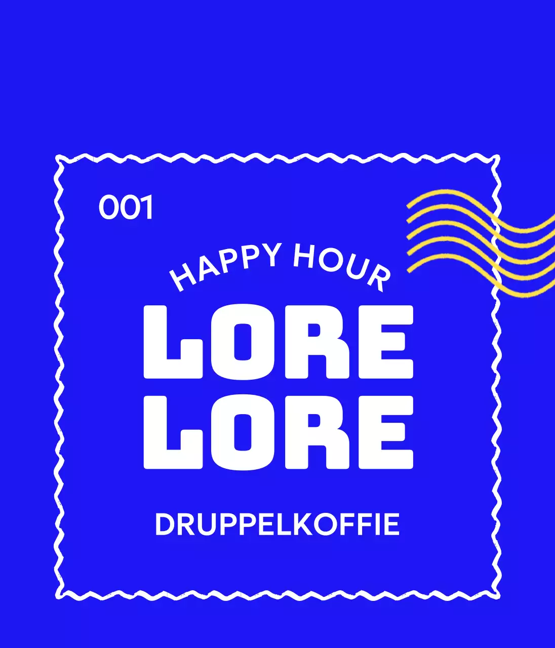 Eenvoudige caféartikelen met gebogen tekst en gele golven