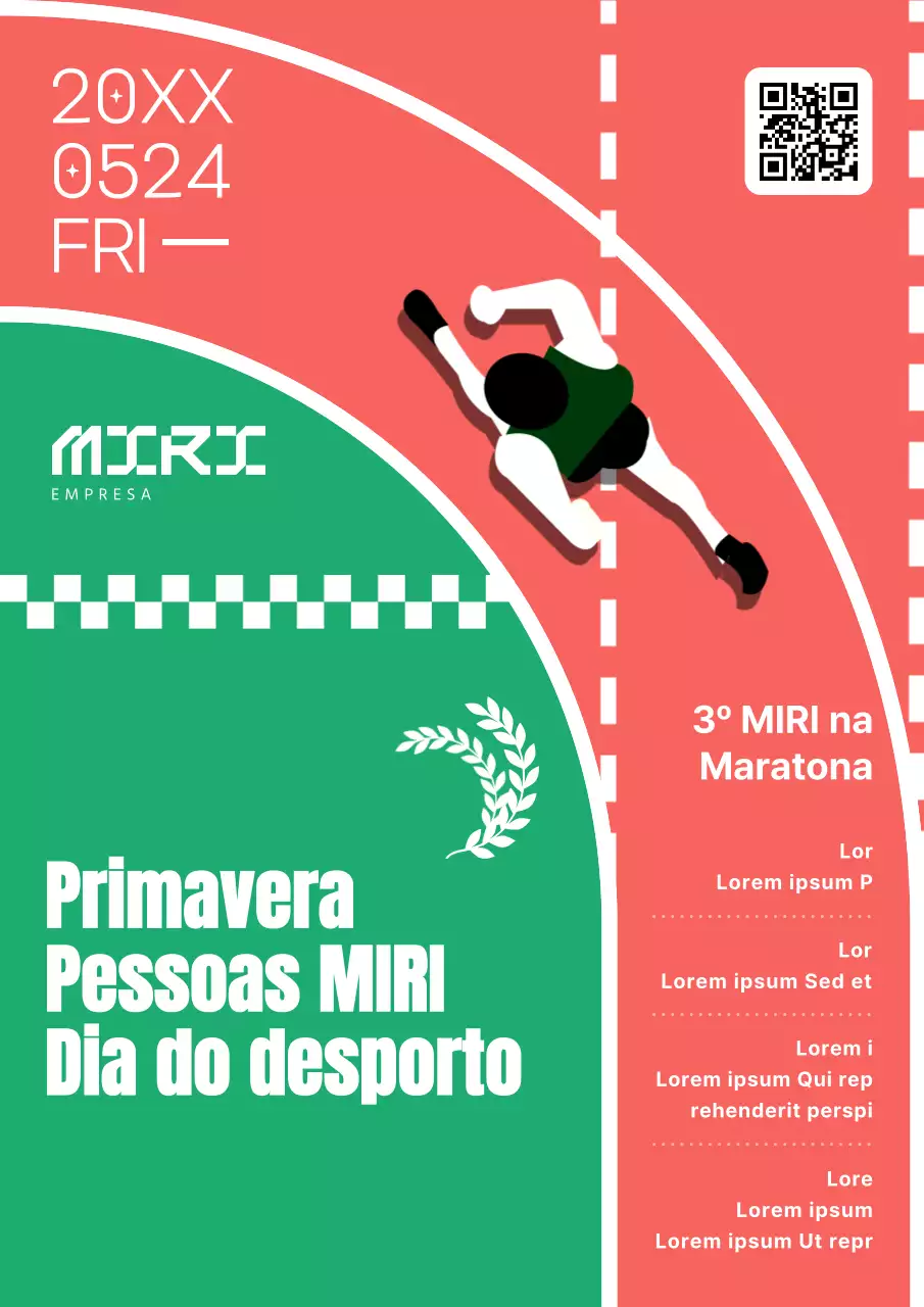 Um simples anúncio vermelho e verde da maratona da empresa