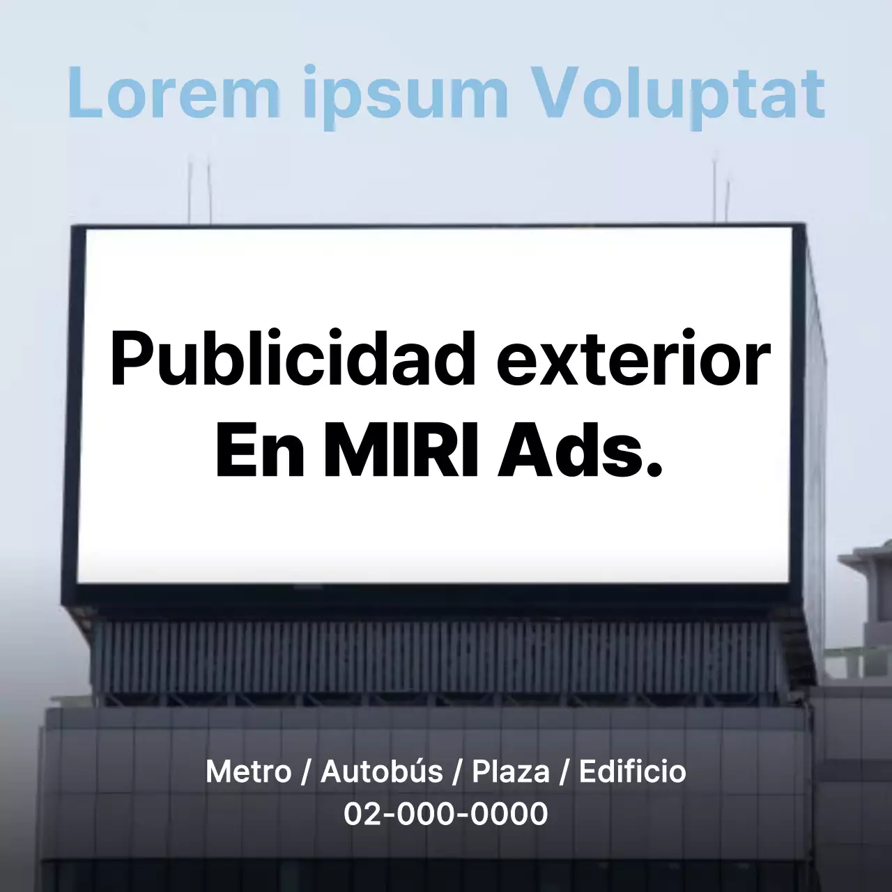 Promover la publicidad exterior sencilla en blanco y azul claro