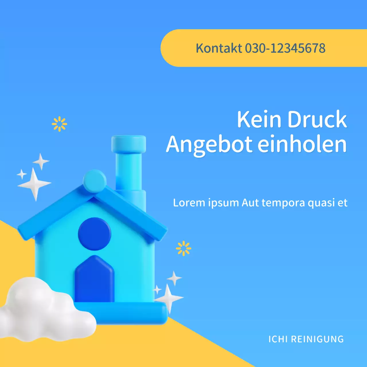 Förderung einer einfachen blau-gelben Reinigungsagentur