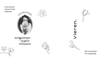 Afstuderen met een stijlvolle uitstraling met bloemrijke lijnillustraties en foto's