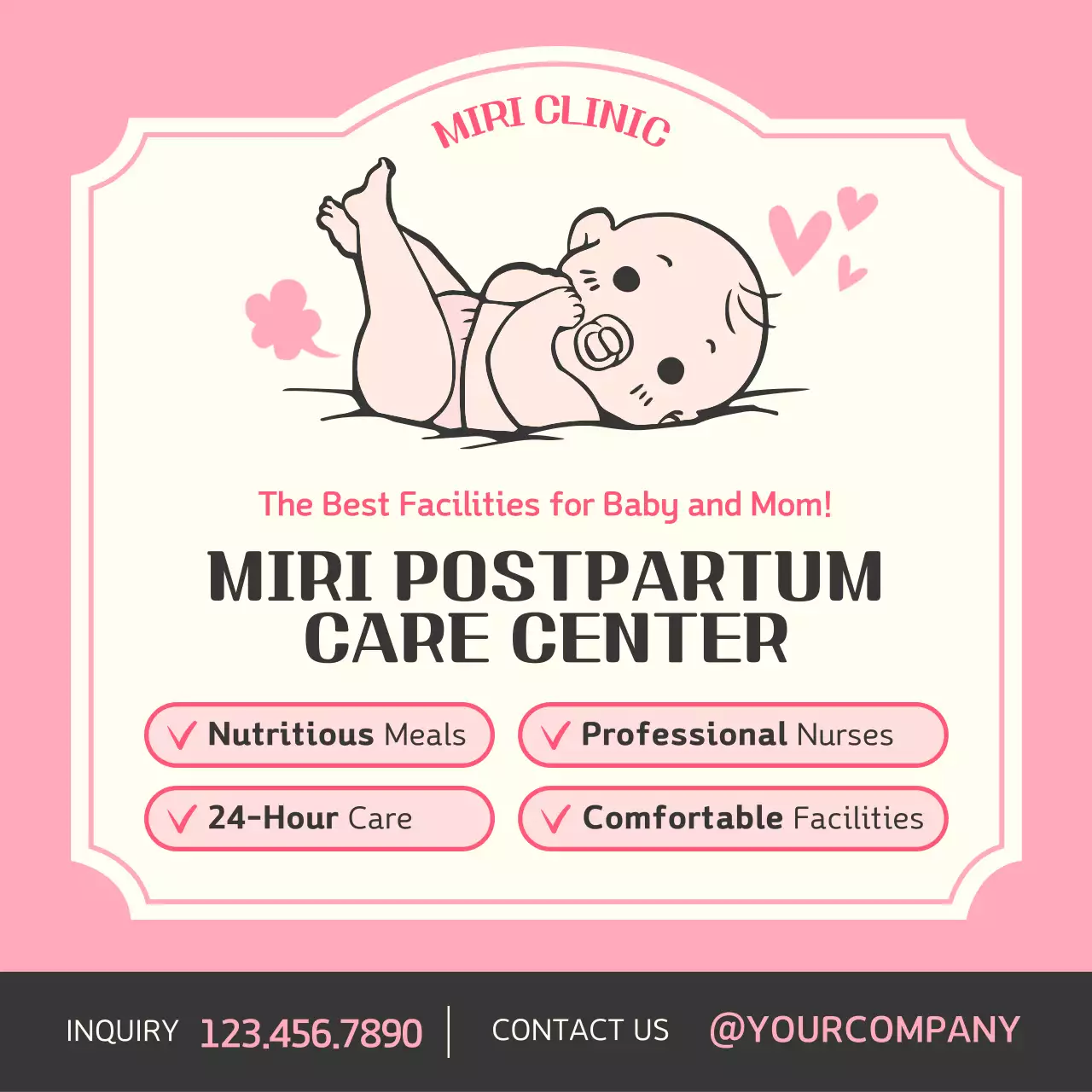 Pink Simple Postpartum Promotion Instagram Post