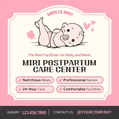 Pink Simple Postpartum Promotion Instagram Post