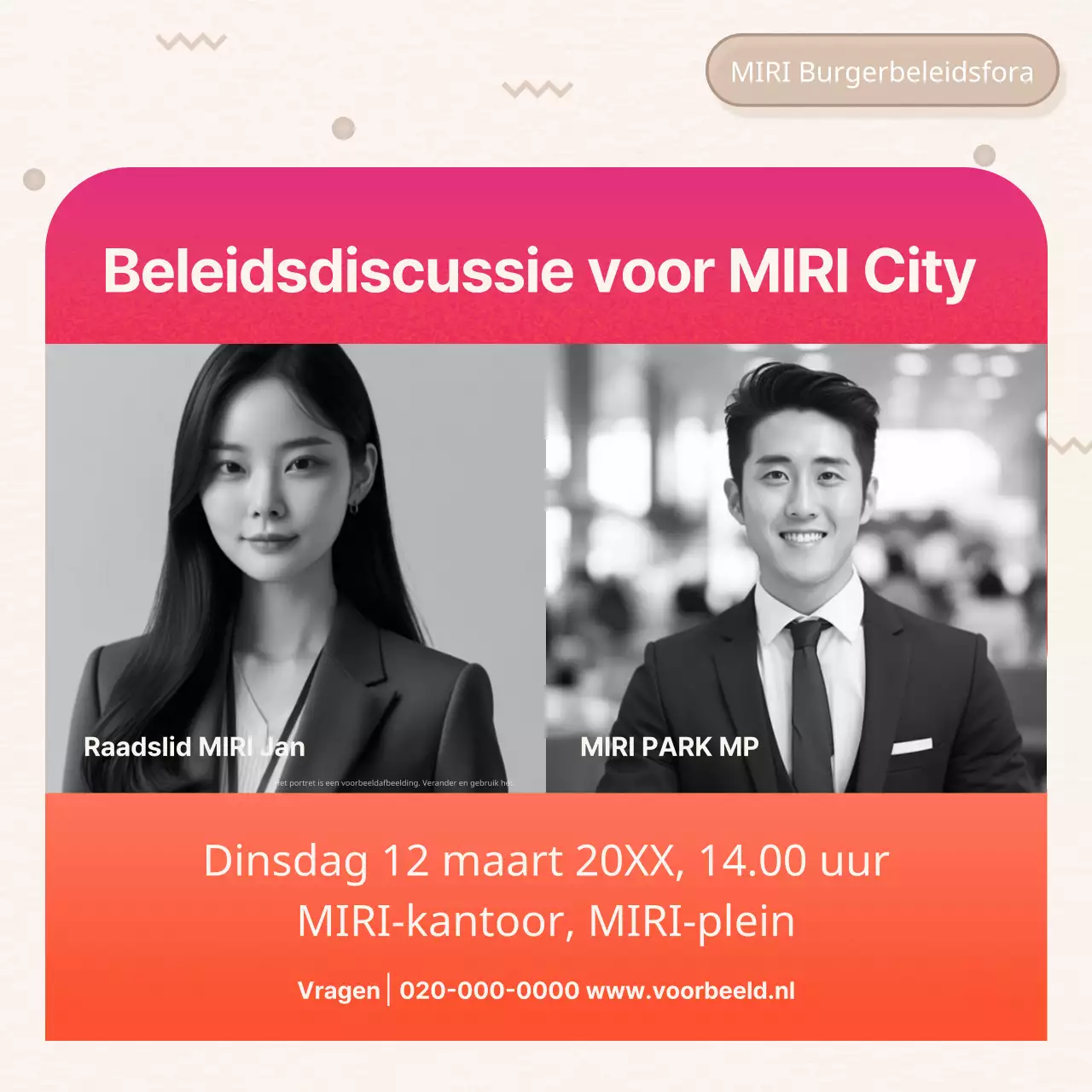 Hot pink en oranje burgerbeleidsrapport