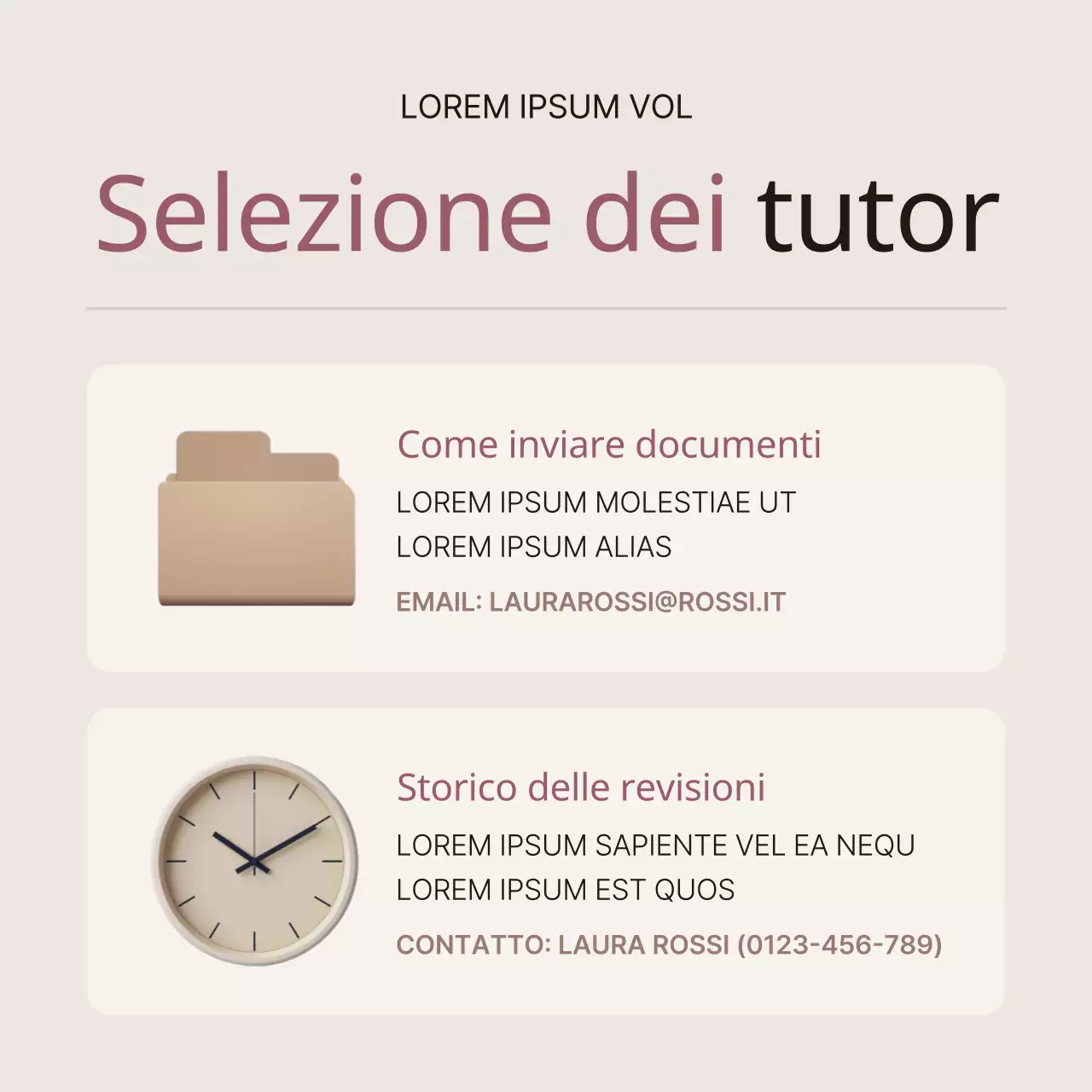 Un semplice avviso di reclutamento di tutor in marrone e beige