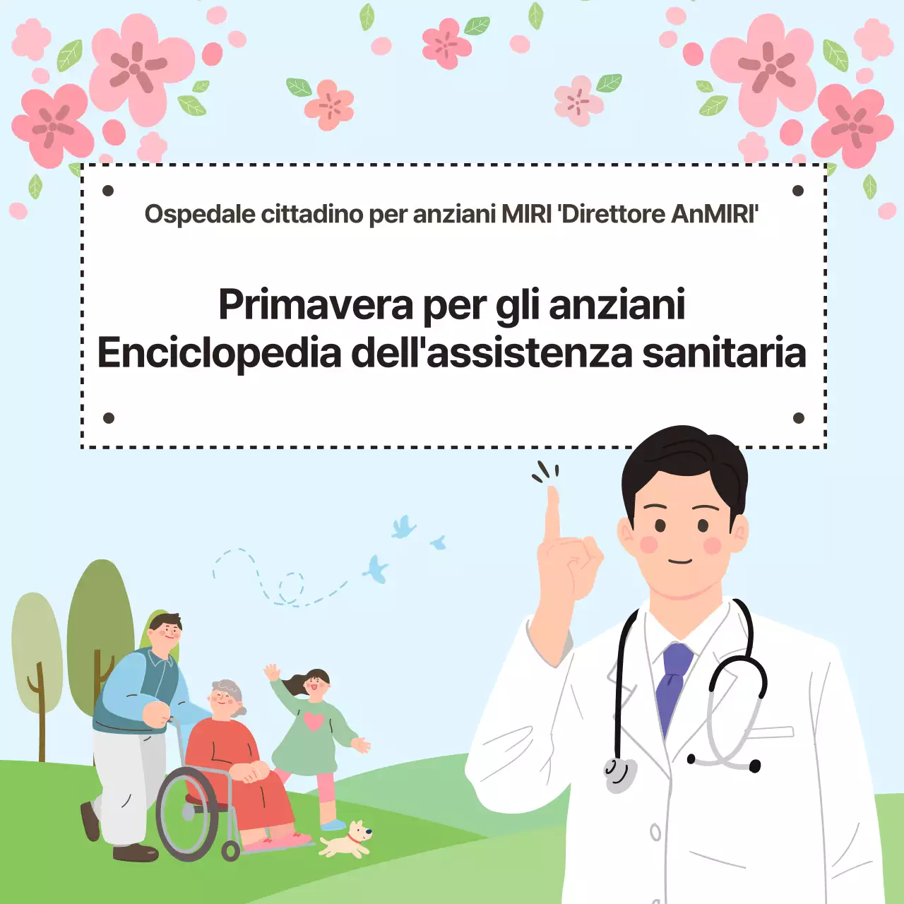 Newsletter sanitaria per anziani rosa e gialla di primavera