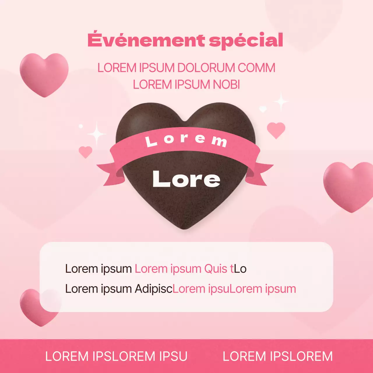 Publicité kitsch pour la Saint-Valentin en rose et marron