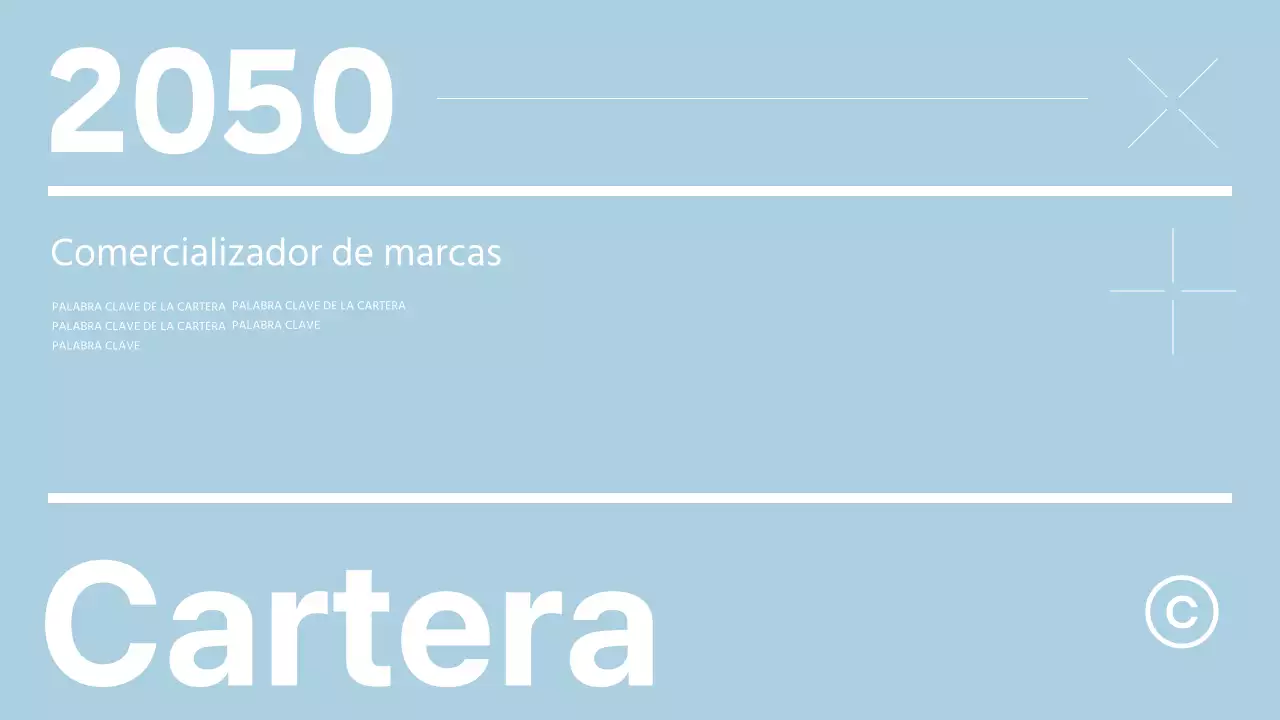 Presentación de la cartera de un comercial de marca moderno en azul claro y blanco