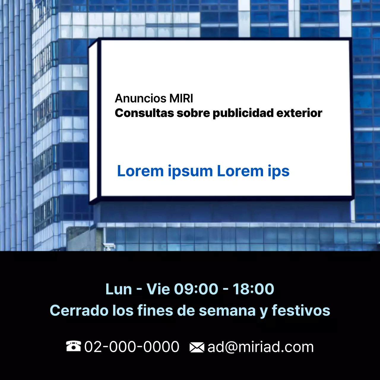 Promover la publicidad exterior sencilla en blanco y azul claro