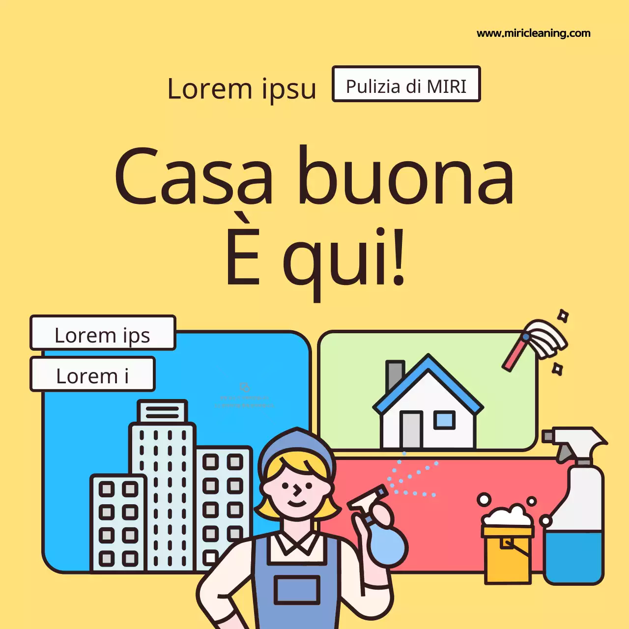 Promuovete la vostra impresa di pulizie gialla e carina