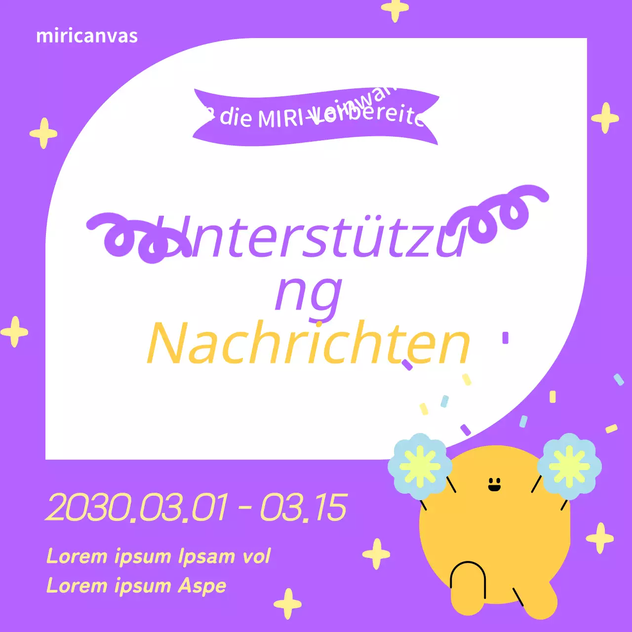 Einfacher, farblich gekennzeichneter Titelumschlag in Gelb und Lila