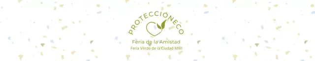 Concepto de feria ecológica con estampado de puntos verdes