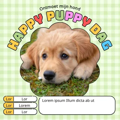 Promoot een kitscherige puppy in chartreuse