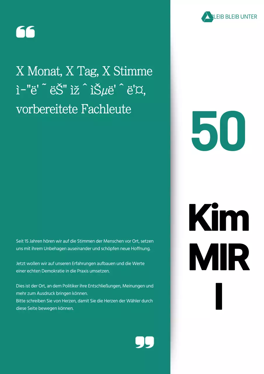 Förderung von Wahlkandidaten mit Kurzbeschreibungen und Einfachheit