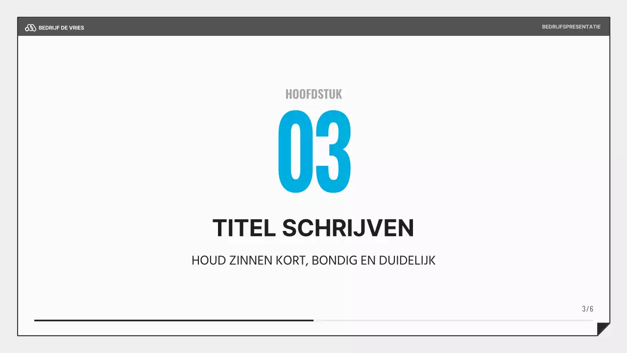 Een eenvoudige zakelijke presentatie in zwart en lichtblauw