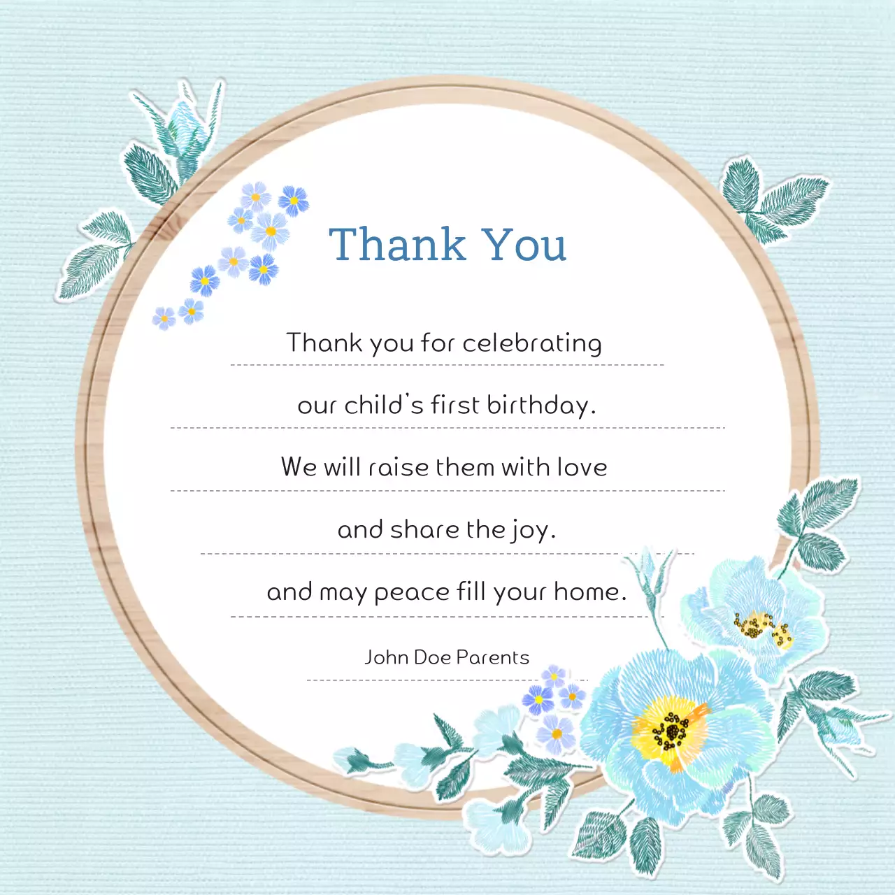 Blue Floral Thank You Card Social Media Post