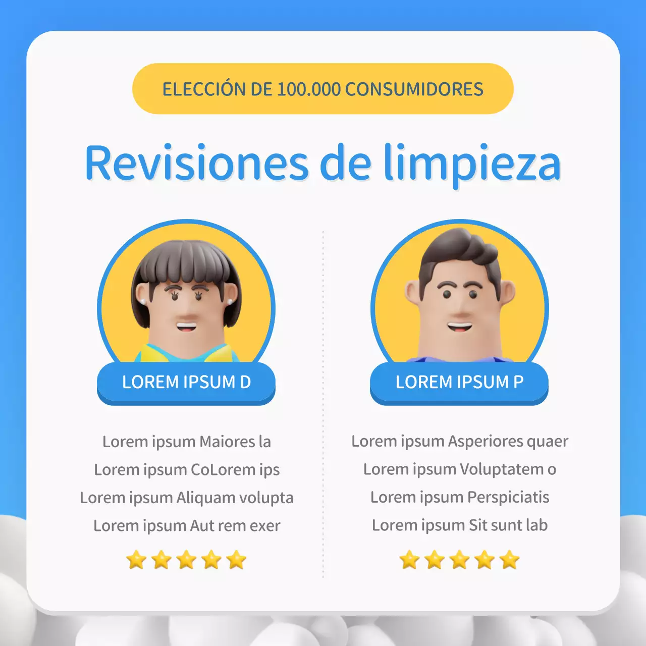 Promoción de una sencilla agencia de limpieza azul y amarilla