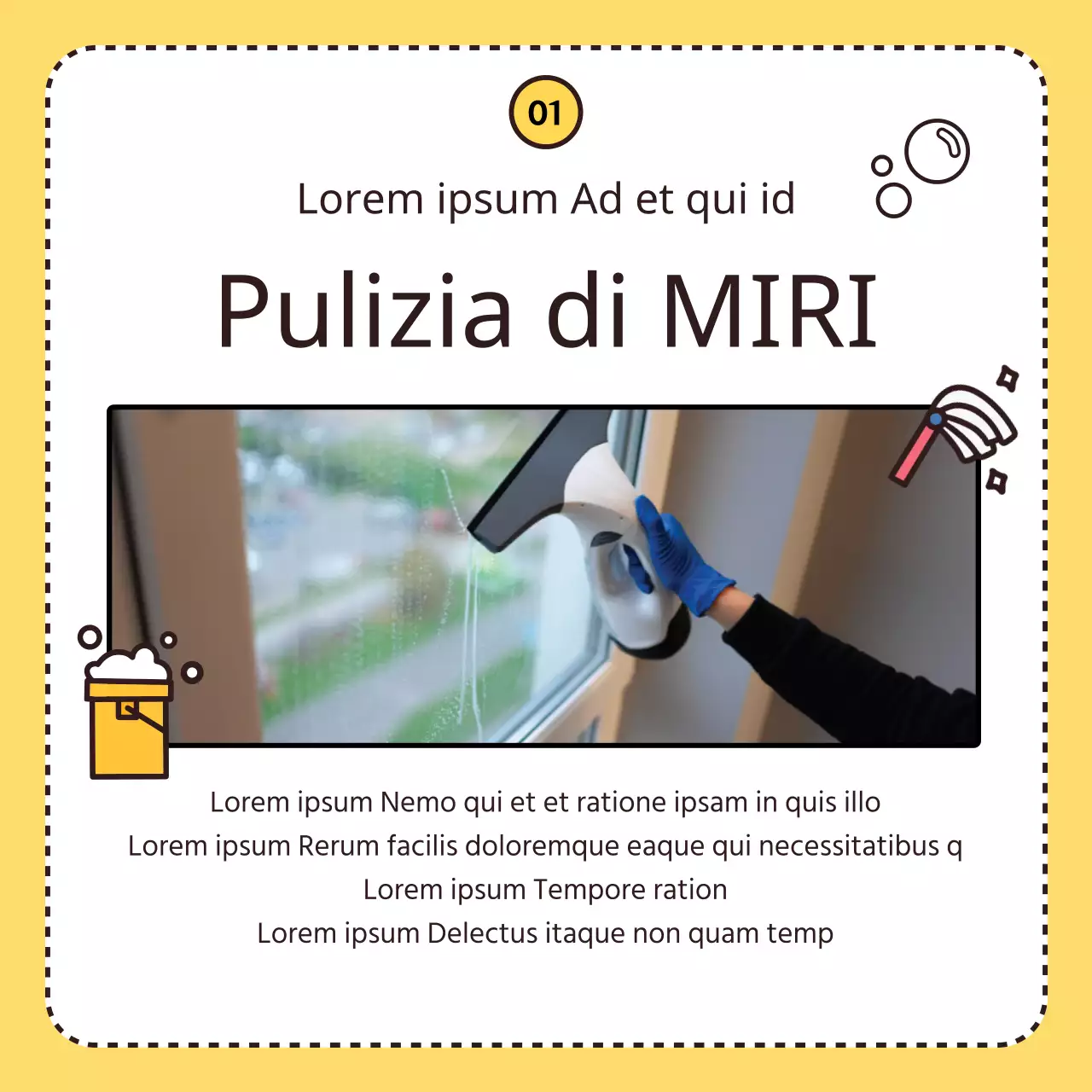 Promuovete la vostra impresa di pulizie gialla e carina