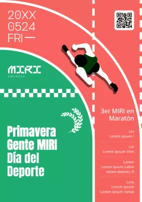 Un sencillo anuncio de maratón de empresa en rojo y verde