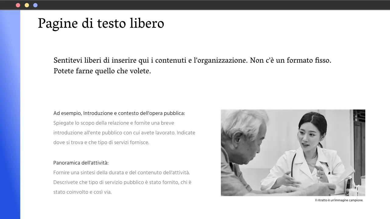 Rapporti semplici in bianco e blu per il settore pubblico