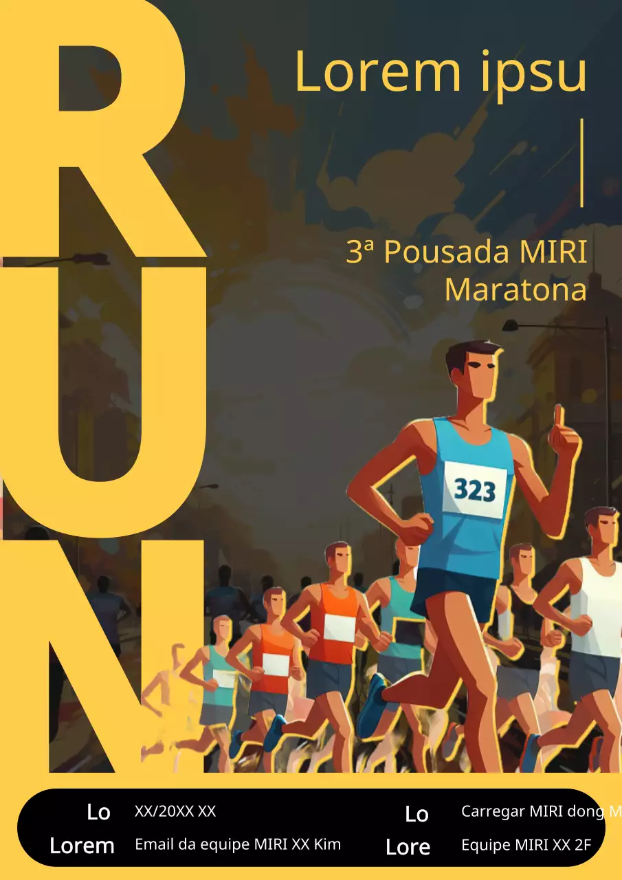 Anunciar uma maratona interna com texto realçado a amarelo