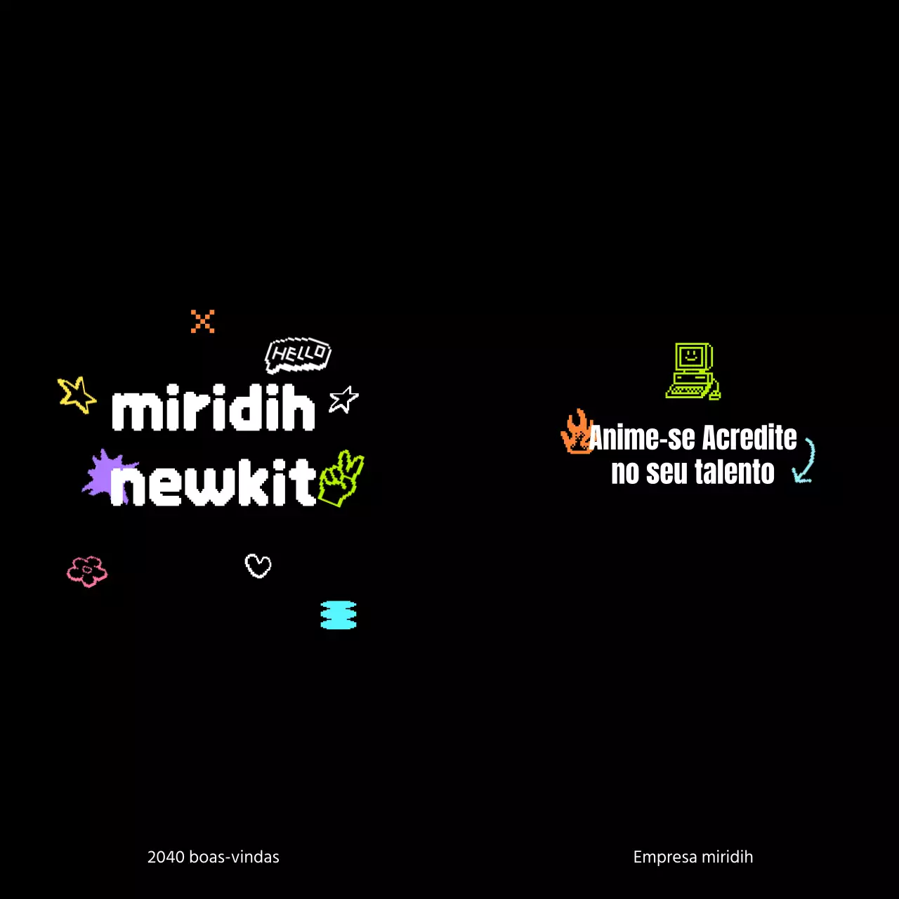 Kit de boas-vindas com um conceito de pixel art moderno