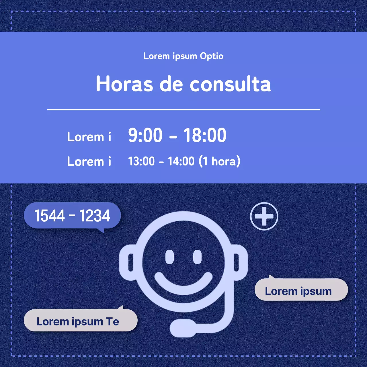 Um bonito aviso de centro de saúde em azul-marinho e lilás