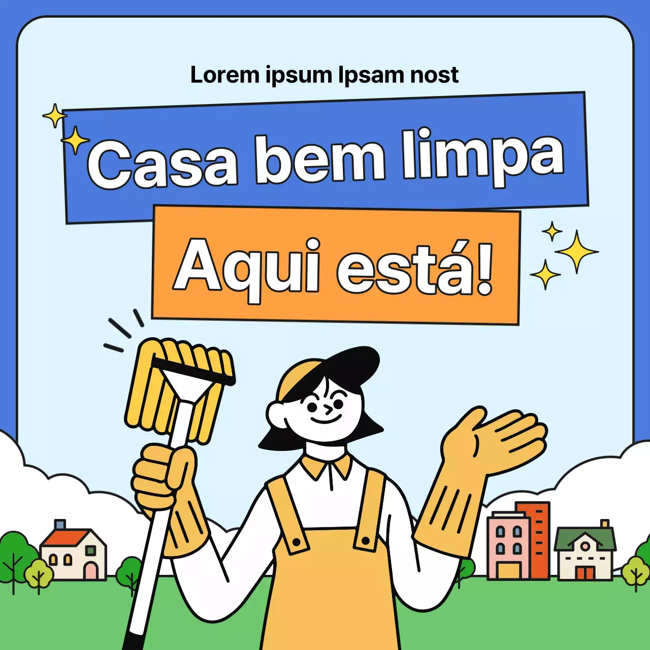 Promover a sua agência de limpeza azul e amarela