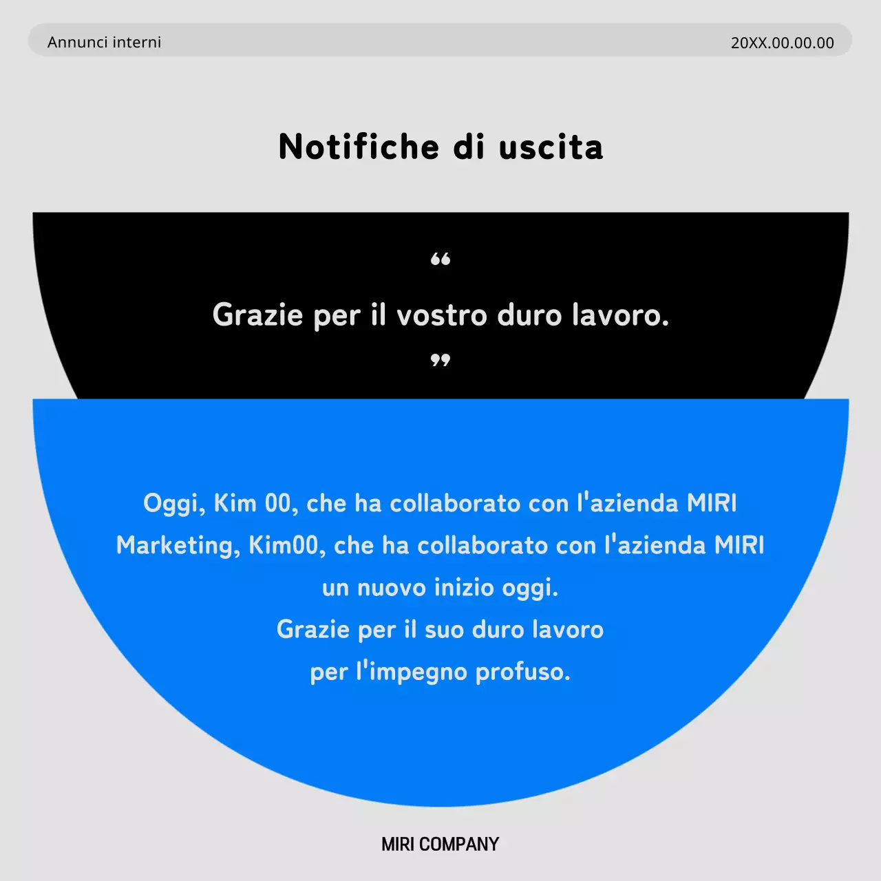 Promuovere le questioni interne con un look minimalista blu e grigio