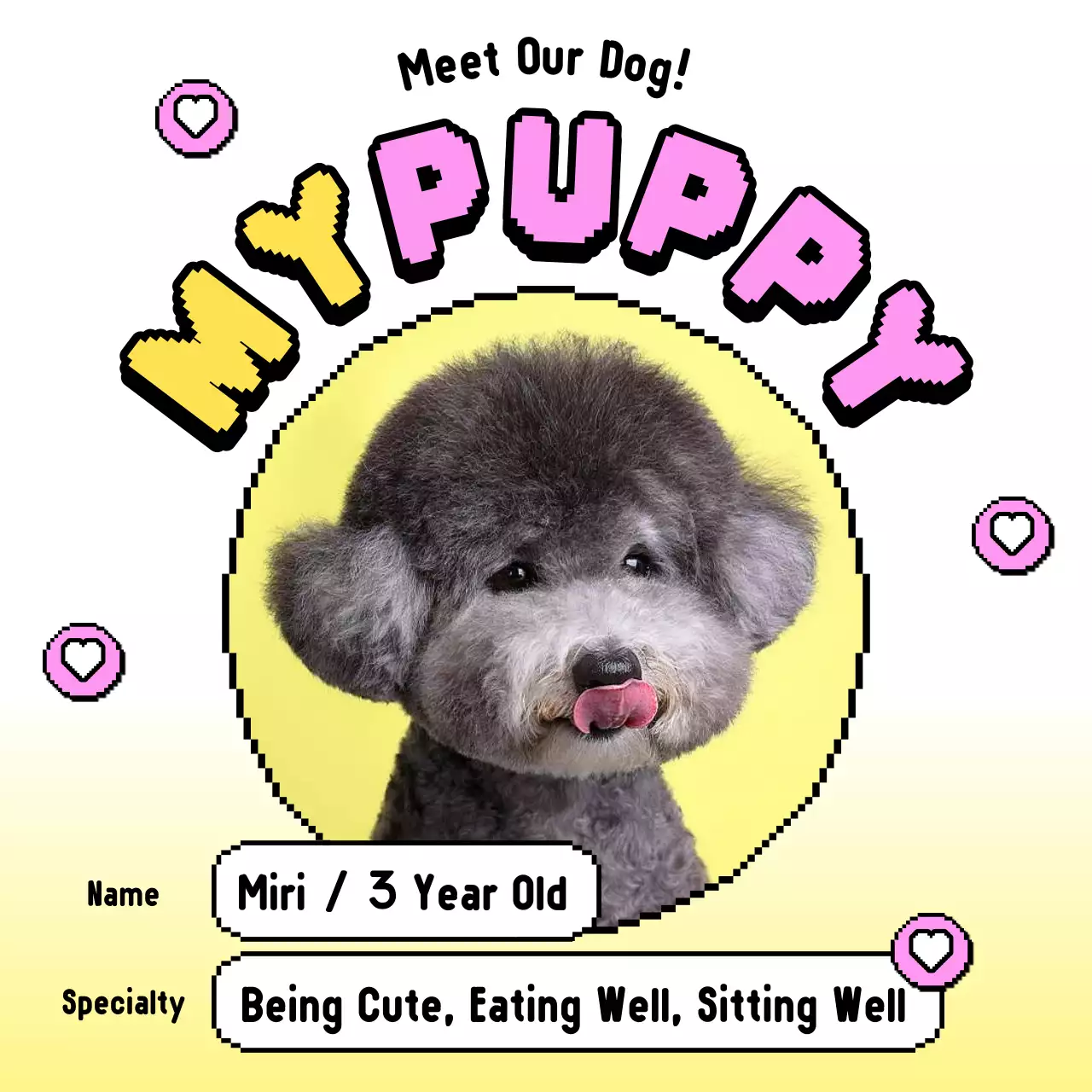 Pink Playful Pet Announcement Social Media Post
