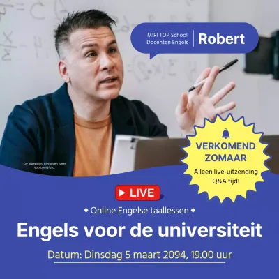 Promoot de live aankondiging van de blauwe en gele eenvoudige Engelse lesbriefing