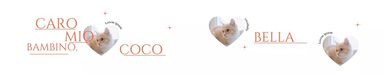 Adorabile merchandising con foto di cuori di gatto e brillantini rossi